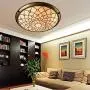 LITFAD Tiffany Style LED Ceiling Lamp Metal Decor Beige Stained Glass Three-Light Semi Flush Mount Ceiling Light Pendant Lighting for Dining Room Bedroom Corridor - 16.5'' (42 cm)
