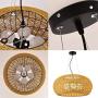 AXWT 60CM Vintage Old Fashioned Pendant Light Rattan Restaurant Chandelier Retro Manual Weave Birds Nest Ceiling Light Bedroom Living Room Cafe Bar Office E27 Hanging Lamp