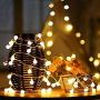 Battery Operated String Lights - 33Ft 100 LEDs Globe Fairy String Lights with Remote for Outdoor/Indoor Bedroom, 8 Modes Decorative String Lights, Bedroom, Garden, Christmas Tree, Wedding, Party