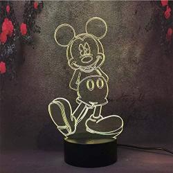 Cute Cartoon Mickey Mouse 3D Night Light LED 7 Color Illusion Table Lamp Birthday Christmas Child Kid