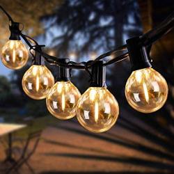 LED Outdoor String Lights, 25Ft G40 Patio Lights with 27 LED Vintage Edison Bulbs(2 Spare), UL listed Commercial Hanging Lights Weatherproof Porch Lights for Garden Backyard Bistro Pergola Tent Gazebo