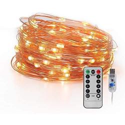 LED Fairy Lights Plug in Led String Lights 32.8FT 100 LED USB Twinkle Fairy Lights with Remote, 8 Modes Warm Light Copper Wire Lights for Bedroom Christmas (1 Pack, 32.8 ft)