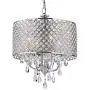 Edvivi Marya 4-Light Chrome Round Crystal Chandelier Ceiling Fixture | Beaded Drum Shade | Glam Lighting