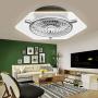 Modern Invisible Ceiling Fan with Light and Remote Control Built-in Ceiling Fan Chandelier LED Ceiling Light Dimmable 3 Speed Timing Silent 22 Inch Silver Smart Small Bedroom Ceiling Fan Light (3)