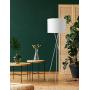 Ambiore Lisboa Tripod Floor Lamp - 62 inch Morden for Living Room Office - Metal Chrome Tripod with White TC Fabric Shade