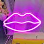 Lip Shape Neon Signs for Wall Decor,USB or Battery Decor LED Signs, LED Lights for Bedroom, Neon Lights for Bar,Christmas,Party,Baby,Kids, Girls Living Room(Pink)