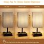 Touch Table Lamp with 2 USB Charging Ports and 2 AC Outlets, 3 Way Dimmable Touch Lamp Bedside Lamp Grey Nightstand Lamps Square Lampshade Bedroom Lamp for Metal Base Perfect for Bedroom Living Room