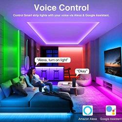 Gelpal Smart RGB LED Strip Lights Compatible with Alexa Google Assistant and WiFi App Control for Bedroom, Home Decoration, Room, TV Backlight, Kitchen, 32.8 ft