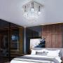 Qihang Mini Modern Crystal Chandelier Half Flush Mount Ceiling Light Fixture Contemporary Square Pendant Lamp for Bedroom Living Room Hallway Dining Room