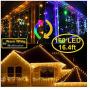 KNONEW LED Curtain Icicle Lights, 8 Modes, String Fairy Light, with Remote Control, LED String Light for Wedding Party/Christmas/Halloween/Party Backdrops Cool White