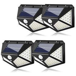 Outdoor LED Solar Lights, AMMTOO LED Solar Motion Sensor Security Lights, 270° Wide Angle Wireless Solar Powered Lights with 3 Modes Waterproof Solar Wall Lights for Garden (4 Pack)