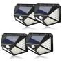 Outdoor LED Solar Lights, AMMTOO LED Solar Motion Sensor Security Lights, 270° Wide Angle Wireless Solar Powered Lights with 3 Modes Waterproof Solar Wall Lights for Garden (4 Pack)