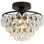 YYJLX Crystal Chandelier Lighting Mini SemI Flush Mount Ceiling Light Fixture for Hallway Bedroom Bathroom