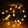 MUMENG String Light LED Pizza Shape 20 LEDs Silver Wire Warm White Battery Power Indoor Fairy String Lights for Home, Business Decor,Restaurant,Dining Room