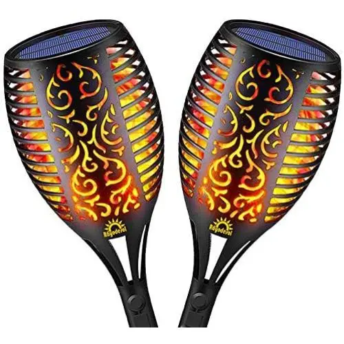 Solar Flame Torch Lights Outdoor, Decorative Pack of 2 Piece Lamp with Dancing Flames Torches Landscape, Waterproof Outdoors Garden Patio Deck Decorations Lighting with Auto On/Off Security Light Solar Flame Torch Lights Outdoor, Decorative Pack of 2 Piece Lamp with Dancing Flames Torches Landscape, Waterproof Outdoors Garden Patio Deck Decorations Lighting with Auto On/Off Security Light