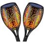 Solar Flame Torch Lights Outdoor, Decorative Pack of 2 Piece Lamp with Dancing Flames Torches Landscape, Waterproof Outdoors Garden Patio Deck Decorations Lighting with Auto On/Off Security Light