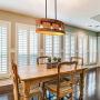 Giluta Rustic Chandelier Oval Wood Frame Mesh Cage Pendant Light Fixture Farmhouse Kitchen Chandelier Edison Hanging Ceiling Light 3 Lights, Brown (C0062)