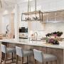 KSANA Farmhouse Chandelier for Dining Rooms, 8-Light Kitchen Island Lighting, Faux-Wood Rectangular Chandelier 26 in Length, Brown