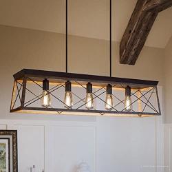 Luxury Industrial Chic Island/Linear Chandelier, Large Size: 9''H x 38''W, with Modern Farmhouse Style Elements, Olde Bronze Finish, UHP2126 from The Berkeley Collection by Urban Ambiance