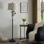 Maxax Traditional Floor Lamp with Linen Fabric Shade for Living Room and Bedroom, Black