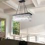 Wellmet Farmhouse Retangle Crystal Chandelier, 5-Light Modern Contemporary Linear Crystal Pendant Light, Hanging Dining Room Chandelier Ceiling Light Fixture for Living Room, Kitchen Island, L30”X W9”