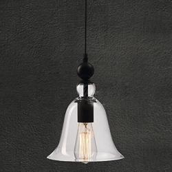 Industrial Vintage Retro Single Light Mini Pendant Light - LITFAD 8.6'' Pendant Lamp Ceiling Light Chandelier with Clear Bell Glass Shade