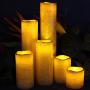 LED Lytes Flameless LED Candles with Timer Slim Set of 6, 2'' Wide and 2''- 9'' Tall, Gold Coated Wax and Flickering Amber Yellow Flame for Home and Wedding Decor