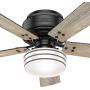 HUNTER 55080 Cedar Key Indoor / Outdoor with LED Light and Remote Control, 52'', Matte Black