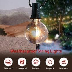 Guddl Outdoor String Lights 25ft Patio Lights with 27 G40 Bulbs (2 Spare) Connectable Globe String Lights for Party Tents Patio Gazebo Porch Deck Bistro Backyard Balcony Pergola Outside Decor