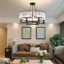 6 Lights Modern K9 Crystal Chandelier, Flush Mount Light Round Pendant Lighting Fixture Vintage Ceiling Chandeliers for Dining Room Livingroom, Dia 25.5 inch