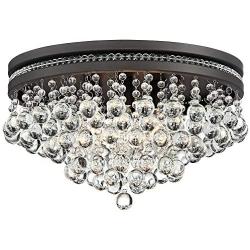 Regina Ceiling Light Flush Mount Fixture Bronze 16'' Wide Tiered Crystal Droplets for Bedroom Kitchen Living Room Hallway Bathroom - Vienna Full Spectrum