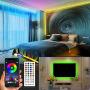 Smart RGB LED Strip Lights-32.8ft, Sensitive Built-in Mic,SMD 5050 Color Changing LEDs-App Control,Music Sync-40 Keys IR Remote Controller,DC 12V5A Power Supply.DIY TV,Bedroom, Party