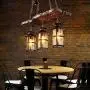 TFCFL Vintage Chandelier Hanging Fixture with 3 Lights Pendant Light Industrial Retro Wood Ceiling Lighting Glass Farmhouse E27/E26 in Blackfor Cabin Kitchen Island Dining Room Bedroom and Foyer