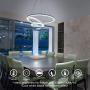 Royal Pearl Modern Chandelier Contemporary LED Pendant Lighting Irrgular Rings Adjustalbe Not Dimmable Pendant Light for Living Room Dining Room Kitchen Foyer, Cool White 6000K, Silver