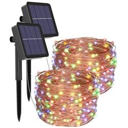 kolpop Solar String Lights, Solar Powered Fairy Lights Outdoor 39Ft 120LED String lights 8 Modes Copper Wire Decoration Christmas Lights Waterproof for Garden Camping Patio Trees Party Deco Multicolor