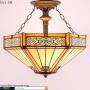 Tiffany Ceiling Fixture Lamp Semi Flush Mount Light W16H15 Inch Yellow Stained Glass Mission Hexagon Shade S011 WERFACTORY Lover Living Room Bedroom Study Office Coffee Island Bar Hallway Dining Room