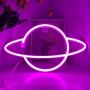 Planet Neon Sign Light Pink Led Wall Home Decor Battery or USB Operated Star Planet Planet Neon Signs Light up for Home,Kids Room,Bar,Festive Party,Halloween,Christmas,Wedding Decoration