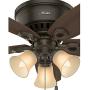 Hunter Fan Company 51091 Hunter Builder Indoor Low Profile Ceiling Fan with LED Light and Pull Chain Control, 42'', New Bronze