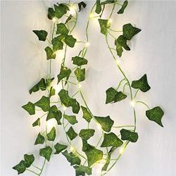 Hecaba 2M 30Led Artificial Plants Led String Light Creeper Green Leaf Ivy Vine for Home Wedding Decor Lamp DIY