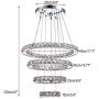 Dixun Crystal Chandeliers Modern LED 4 Rings Pendant Light Adjustable Stainless Steel Ceiling Light Fixture for Living Room Dining Room Bedroom (Cool White)