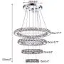 Dixun Crystal Chandeliers Modern LED 4 Rings Pendant Light Adjustable Stainless Steel Ceiling Light Fixture for Living Room Dining Room Bedroom (Cool White)