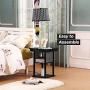 Brightech Madison - Narrow Nightstand with Built in Lamp, USB Port & Shelves for Bedrooms - Mid Century Modern End Table & Attached Floor Lamp for Living Rooms - Side Table & Reading Light - Black