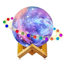 Starry Moon Lamp, LOGROTATE Galaxy Night Light 16 Colors 3D Print LED Moon Light with Stand, Remote&Touch Control, USB Rechargeable Gift for Women Kids Birthday, Bedroom Home Decor, 5.98 inch