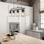 LOG BARN Rustic Mason Jar Lights, Farmhouse Chandelier Metal Finish with Glass Shades, Linear Hanging Pendant for Kitchen Island, Dining Room