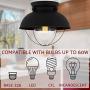 Kira Home Bayside 11'' Nautical Farmhouse Flush Mount Ceiling Light + Seeded Glass Shade, Matte Black Finish