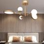 Joyxeon Modern Sputnik Chandelier 5 Light, Mid Century Frosted Glass Globe Pendant Lighting, DNA Satin Brass Ceiling Light Fixture for Living Room Low Ceiling Bedroom- with LED Neutral White 3350Lm