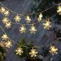WesGen Christmas Lights，Snowflake String Lights Battery Operated Waterproof 20ft, 40 LED Fairy Lights for Xmas Garden Patio Bedroom Party Decor Christmas Decorations,Warm White