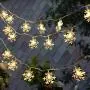 WesGen Christmas Lights，Snowflake String Lights Battery Operated Waterproof 20ft, 40 LED Fairy Lights for Xmas Garden Patio Bedroom Party Decor Christmas Decorations,Warm White