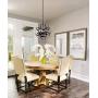 E12 Farmhouse Chandelier 4 Lights Black Hanging Light Fixture Metal Globe Shade Industrial Pendant Light for Foyer Dining Room Living Room Kitchen Island