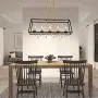 JINZO 31.5'' Rectangle Chandelier 5-Lights Black and Glod Farmhouse Dining Room Lighting Rustic Pendant Chandelier for Kitchen Island